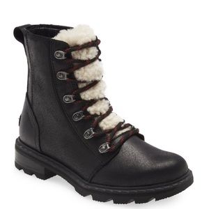 Sorel Lennox Genuine Shearling Trim Waterproof Lace Up Boot NWT